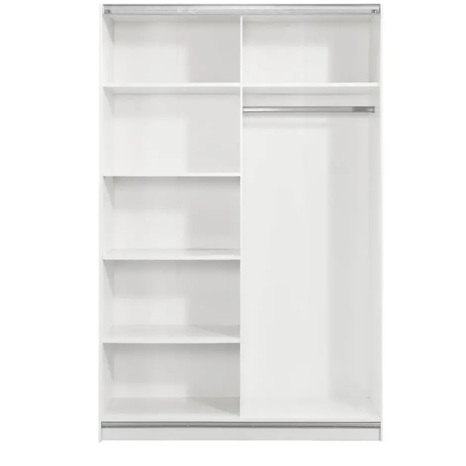 Schuifdeurkast Genua - wit/eikenkleur - 204x122x60 cm