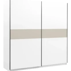 Schuifdeurkast Genua - wit/greige - 204x200x60 cm