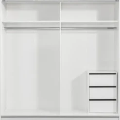 Schuifdeurkast Genua - wit/greige - 204x200x60 cm
