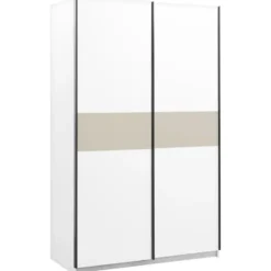 Schuifdeurkast Genua - wit/greige - 204x122x60 cm