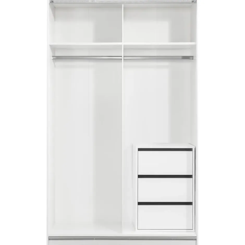 Schuifdeurkast Genua - wit/greige - 204x122x60 cm