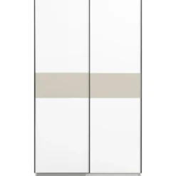 Schuifdeurkast Genua - wit/greige - 204x122x60 cm