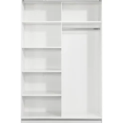 Schuifdeurkast Genua - wit/greige - 204x122x60 cm