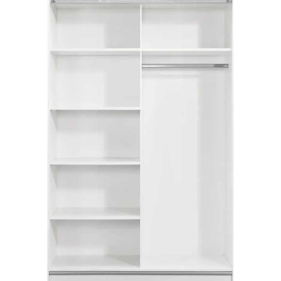 Schuifdeurkast Genua - wit/greige - 204x122x60 cm
