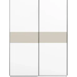 Schuifdeurkast Genua - wit/greige - 204x150x60 cm