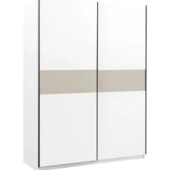 Schuifdeurkast Genua - wit/greige - 204x150x60 cm
