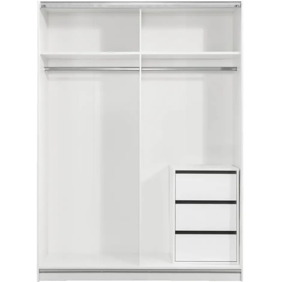 Schuifdeurkast Genua - wit - 204x150x60 cm