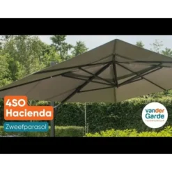 4 Seasons Hacienda zweefparasol 300x400 cm woodlook - doek sand