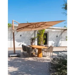 4 Seasons Hacienda zweefparasol 300x400 cm woodlook - doek sand
