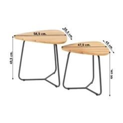 4 Seasons Verdi set van 2 teak driehoekige salontafels