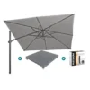 4-Seasons zweefparasol Siesta Premium 300 x 300 - Charcoal met voet en hoes