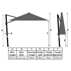 4 Seasons zweefparasol Siesta Premium 300x300 cm – zand/latte