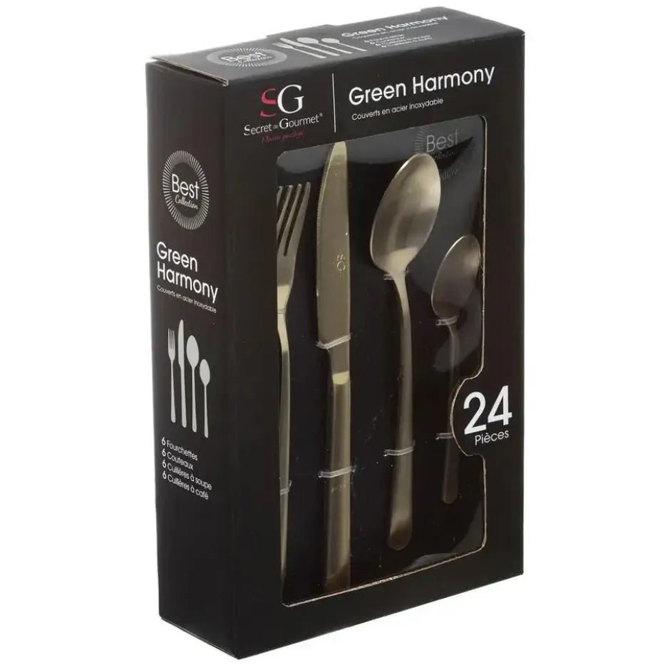 Secret de Gourmet Bestekset Green Harmony - 24-delig - RVS - goud