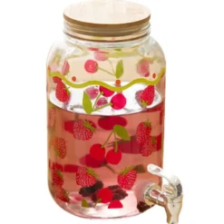 Secret de Gourmet Drankdispenser met kraantje - 4L - rood - glas