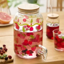 Secret de Gourmet Drankdispenser met kraantje - 4L - rood - glas