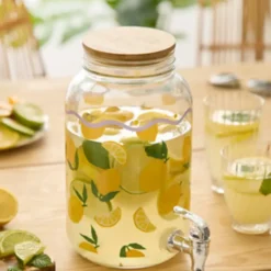 Secret de Gourmet Drankdispenser met kraantje - 4L - geel - glas