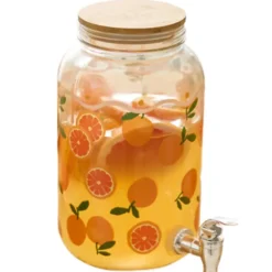 Secret de Gourmet Drankdispenser met kraantje - 4L - oranje - glas
