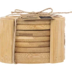 Secret de Gourmet glazen Onderzetters - 6x - bamboe - D10 cm