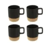 Secret de Gourmet Koffiekopjes - 4x - zwart - 120 ml - aardewerk