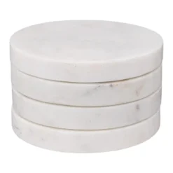 Secret de Gourmet Onderzetters glazen - 4x - Marmer - Wit