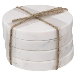 Secret de Gourmet Onderzetters glazen - 4x - Marmer - Wit
