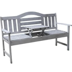 SenS-Line Nevada tuinbank met uitklapbaar tafeltje - Grijs - 150 cm - Meranti h