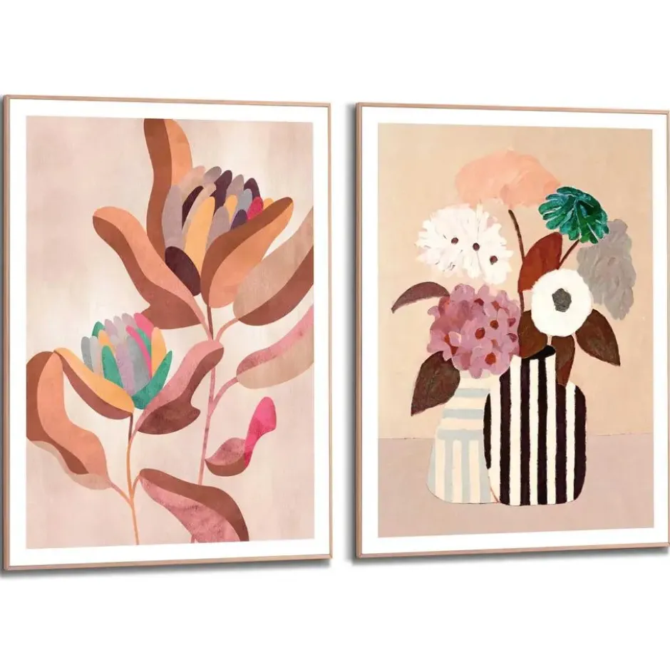 Set poster met lijst - Bloemen