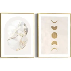 Set poster met lijst - Maan & Marmer