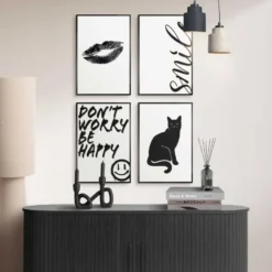 Set poster met lijst - Zwart-Wit Geluk