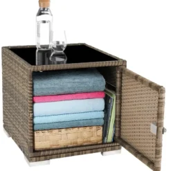 Set van 2 Aluminium Rotan Ligstoelen - Natuur - Inclusief Bijzettafel Hoes