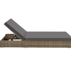 Set van 2 Aluminium Rotan Ligstoelen - Natuur - Inclusief Bijzettafel Hoes
