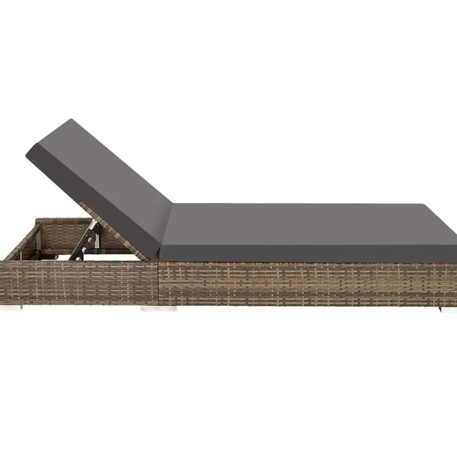 Set van 2 Aluminium Rotan Ligstoelen - Natuur - Inclusief Bijzettafel Hoes