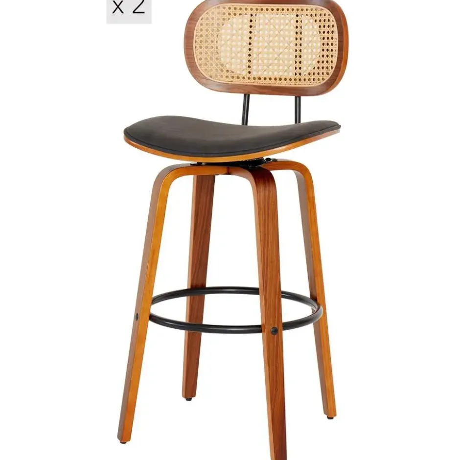 Set van 2 Barkrukken Hout Rotan