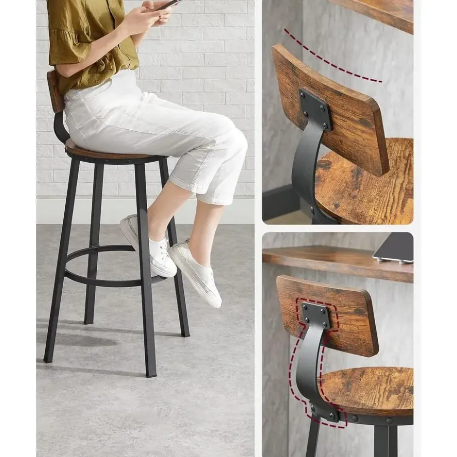 Set van 2 barkrukken - industrieel ontwerp - vintage bruin