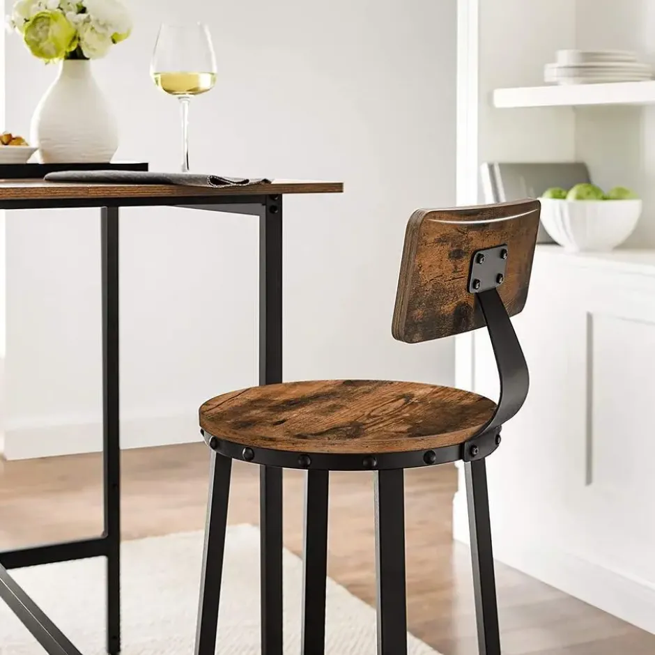 Set van 2 barkrukken - industrieel ontwerp - vintage bruin