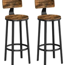 Set van 2 barkrukken - industrieel ontwerp - vintage bruin
