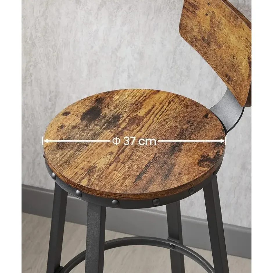 Set van 2 barkrukken - industrieel ontwerp - vintage bruin
