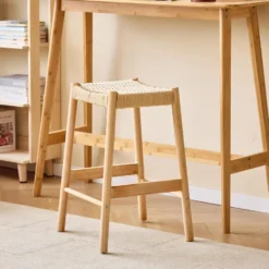Set van 2 Barkrukken Massief Hout Scandinavisch