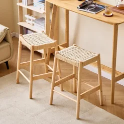 Set van 2 Barkrukken Massief Hout Scandinavisch
