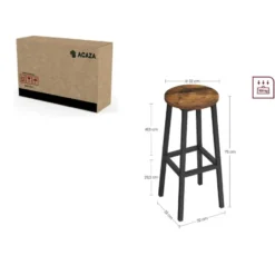 Set van 2 Barkrukken - met stabiel stalen frame, hoogte 75 cm -Bruin-zwart