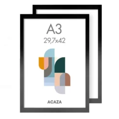 Set van 2 Fotokaders - A3 formaat - Foto Lijsten in MDF Hout - Zwart