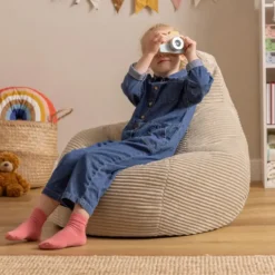Set van 2 icon Kinderzitzakken Dalton - Corduroy Zitzak - Beige
