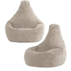Set van 2 icon Kinderzitzakken Dalton - Corduroy Zitzak - Beige