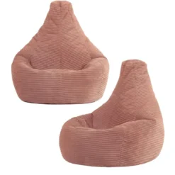 Set van 2 icon Kinderzitzakken Dalton - Corduroy Zitzak - Oud roze