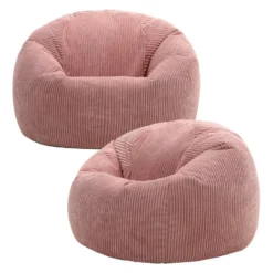 Set van 2 icon Zitzak Kingston - Corduroy Zitzak Volwassenen - Oud roze