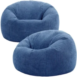 Set van 2 icon Zitzak Kingston - Corduroy Zitzak Volwassenen - Denimblauw