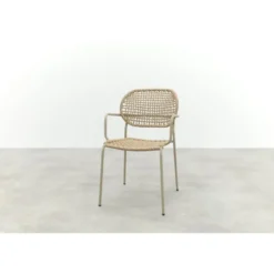 Set van 6 - Noa stapelbare naturel wicker dining tuinstoel - Latte