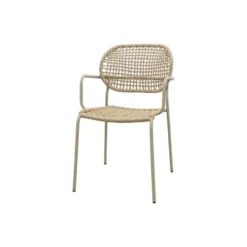 Set van 6 - Noa stapelbare naturel wicker dining tuinstoel - Latte