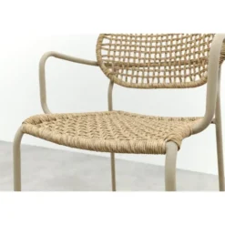 Set van 6 - Noa stapelbare naturel wicker dining tuinstoel - Latte