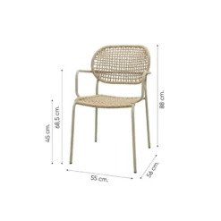 Set van 6 - Noa stapelbare naturel wicker dining tuinstoel - Latte